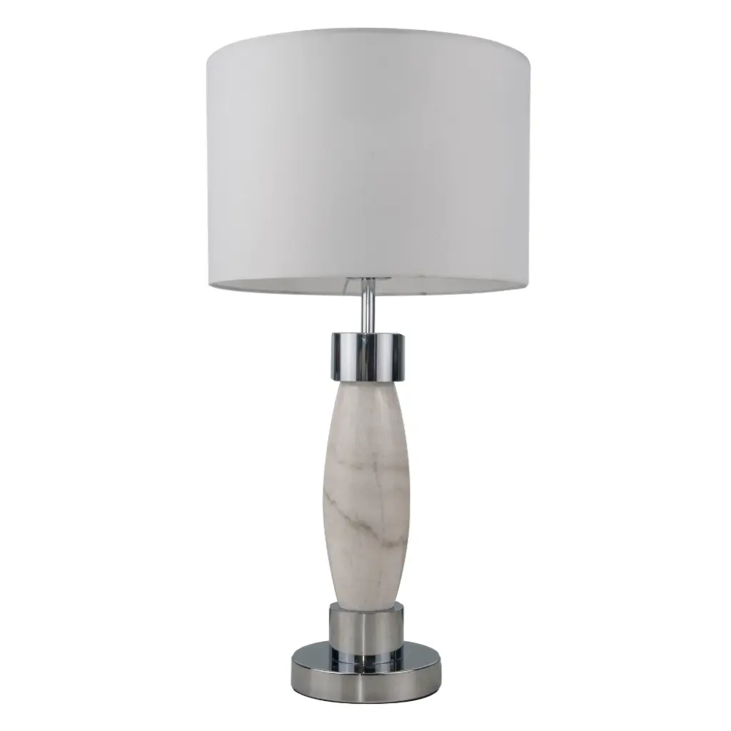 Amelia Polished Chrome & Marble Table Lamp C/W Shade