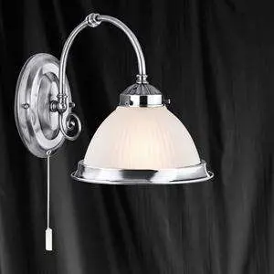 American Diner 1 Light Wall Bracket Satin Silver Opaque Glass