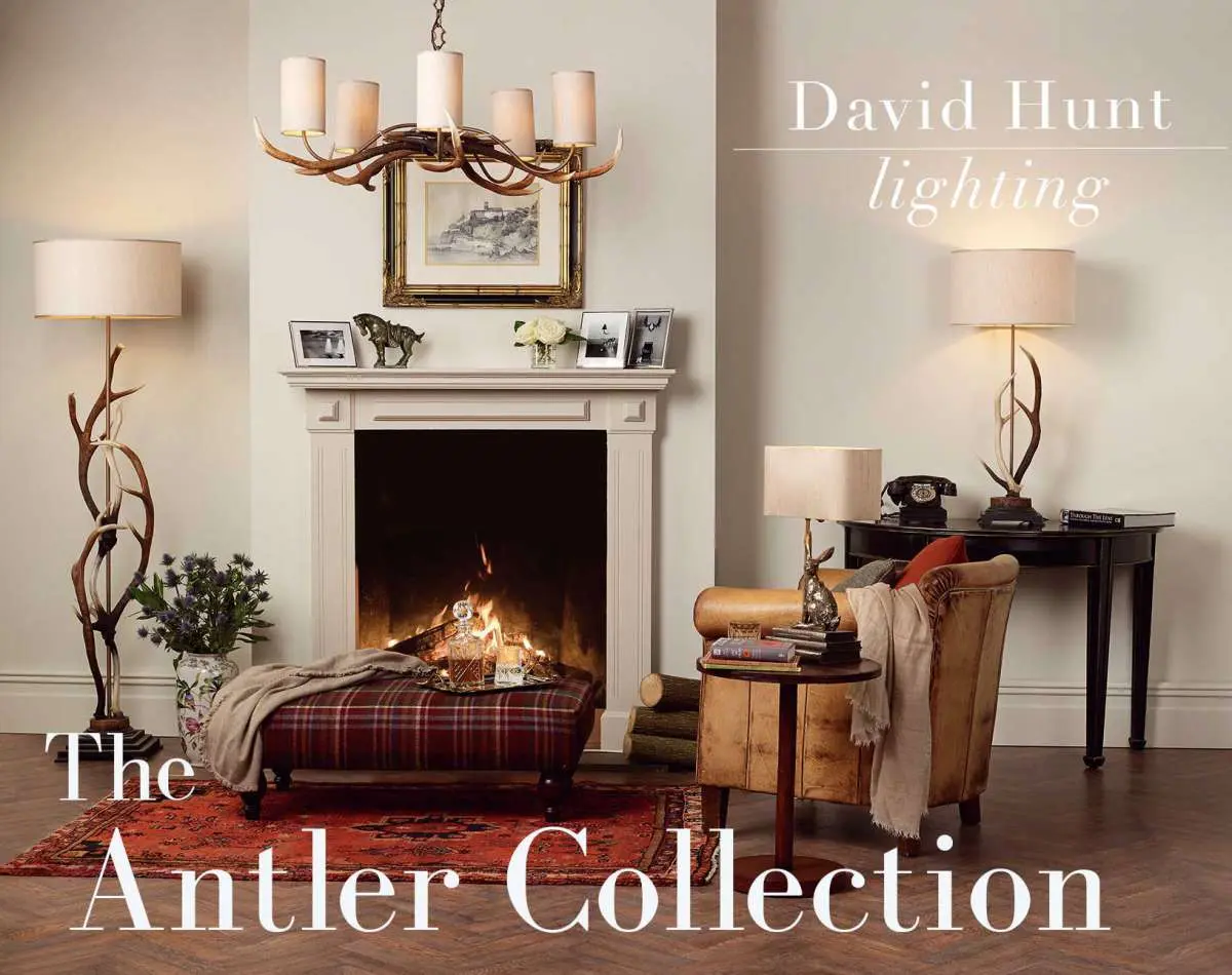 Antler 3 Light Highland Rustic Fitting Complete with Shades