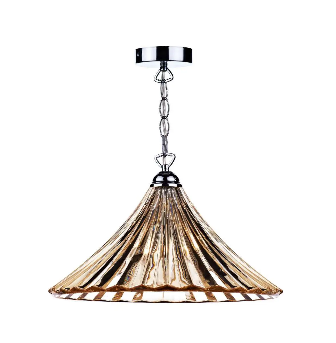 Ardeche 1 Light Large Pendant Amber Glass & Antique Brass