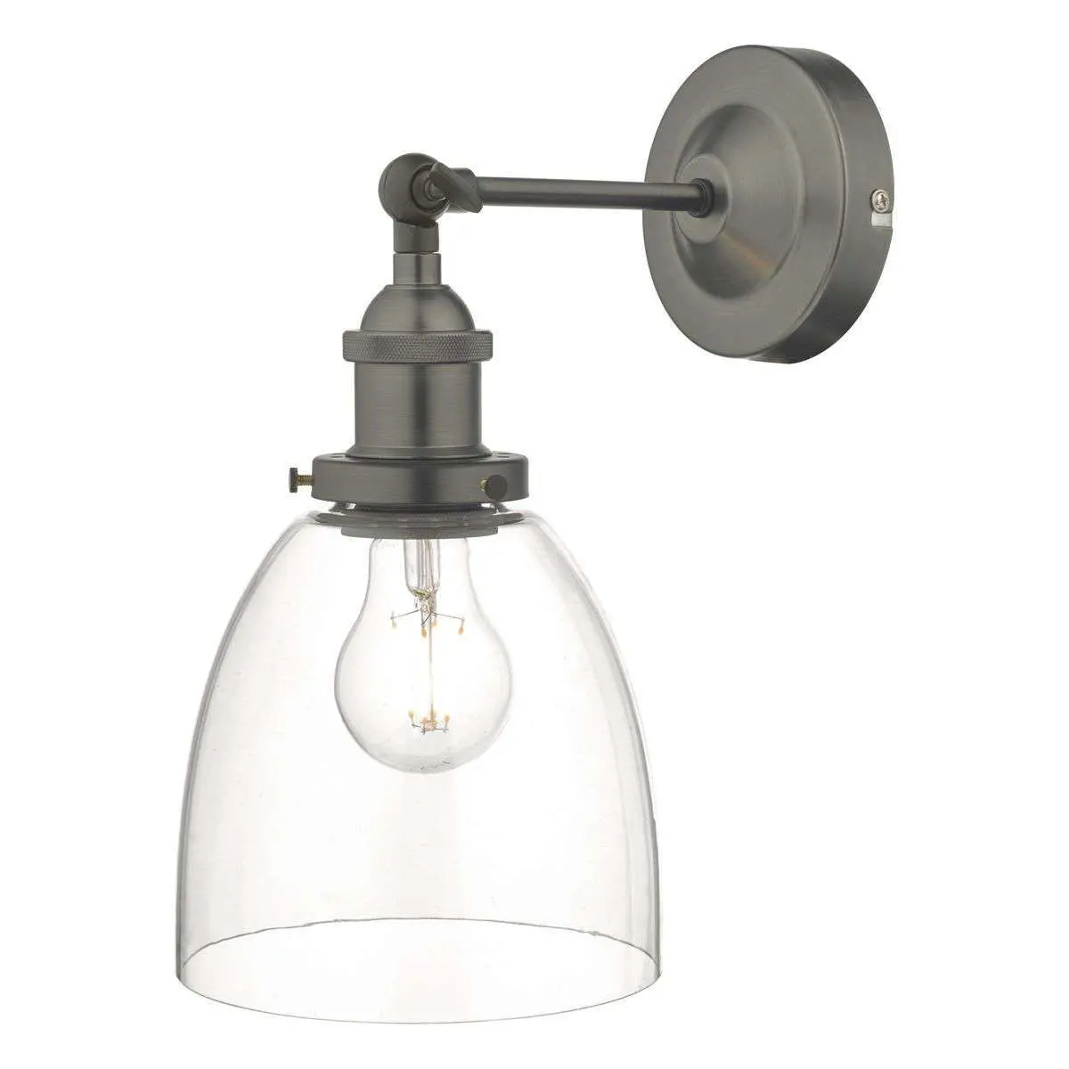 Arvin Wall Light in Antique Chrome & Glass