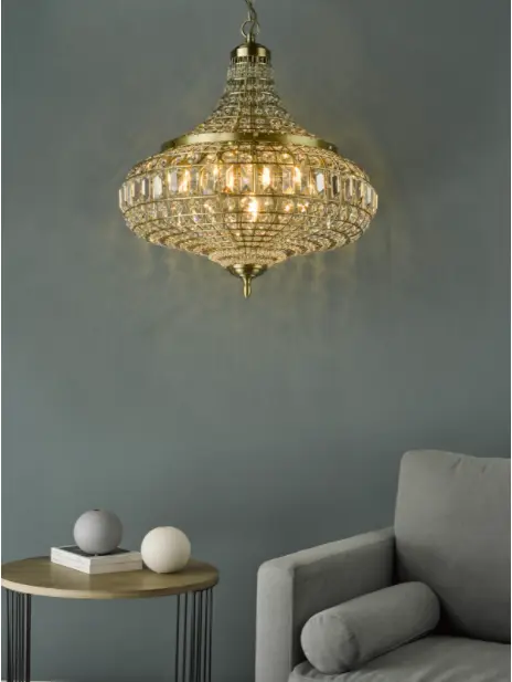 Asmara 6 Light Pendant Antique Brass Crystal