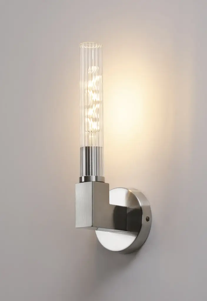 Dee Single Wall Light in Satin Nickel IP44