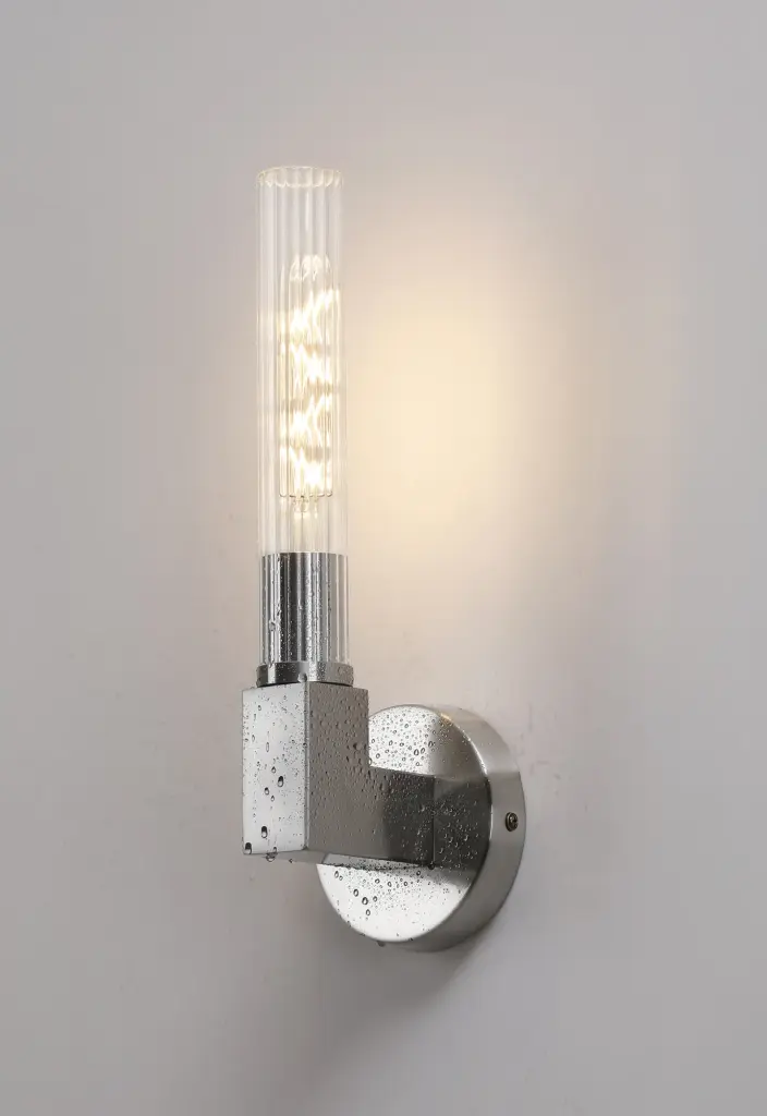 Dee Single Wall Light in Satin Nickel IP44