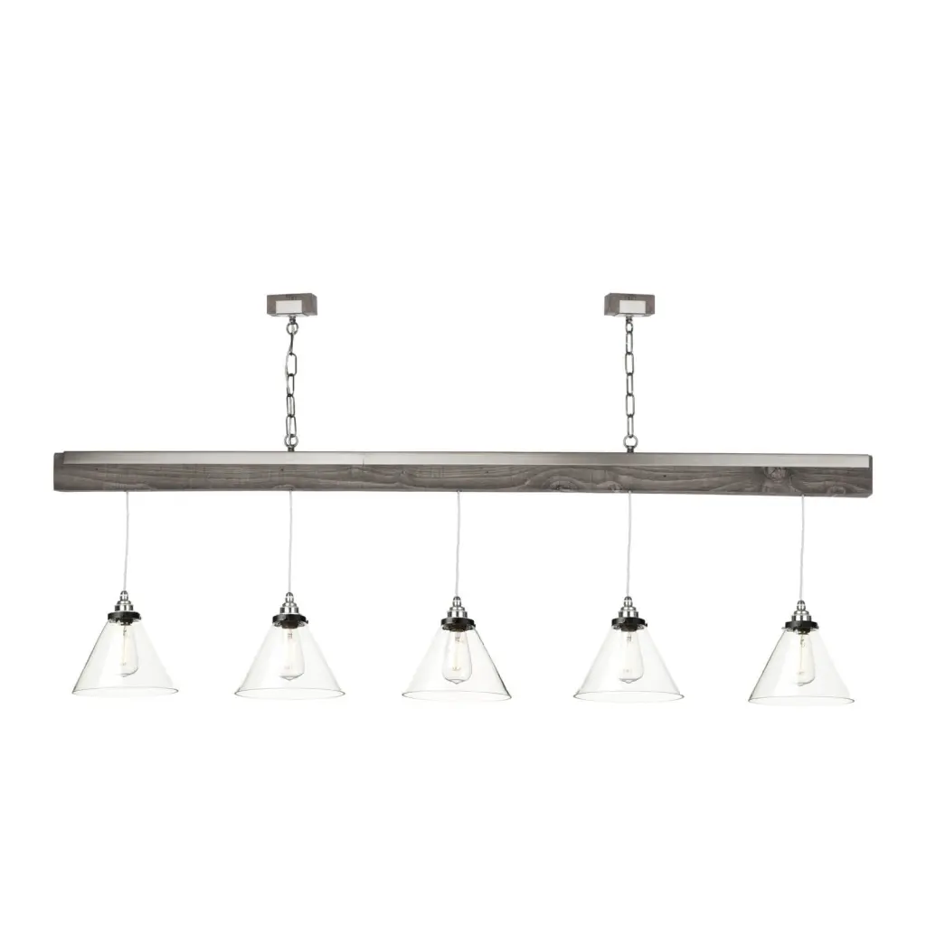 Aspen 5 Light Bar Pendant in Silver Birch Effect