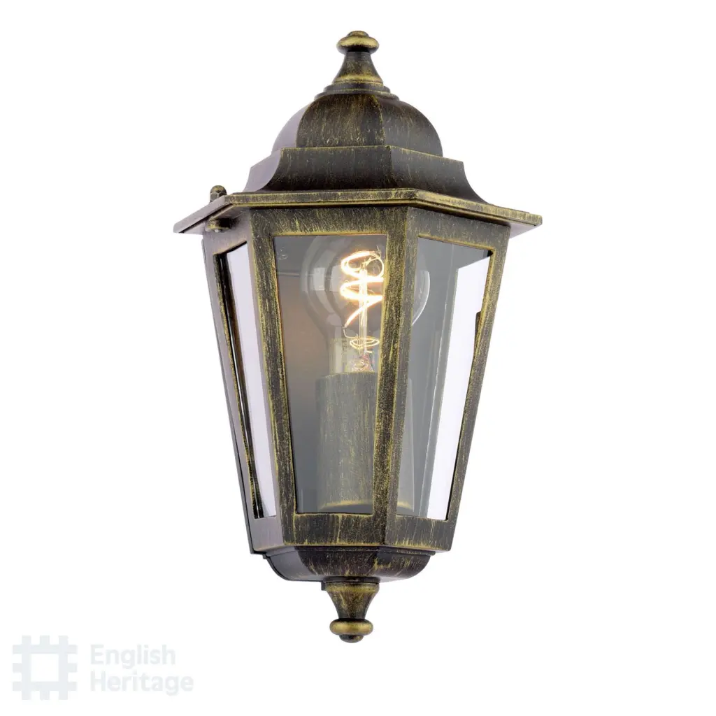 Audley End Flush Brushed Black & Gold Outdoor Wall Light