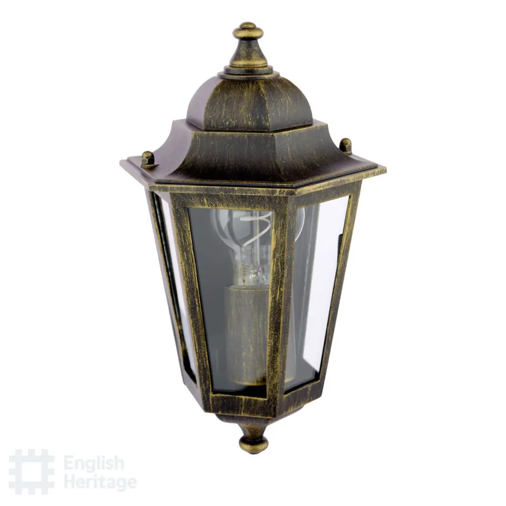 Audley End Flush Brushed Black & Gold Outdoor Wall Light
