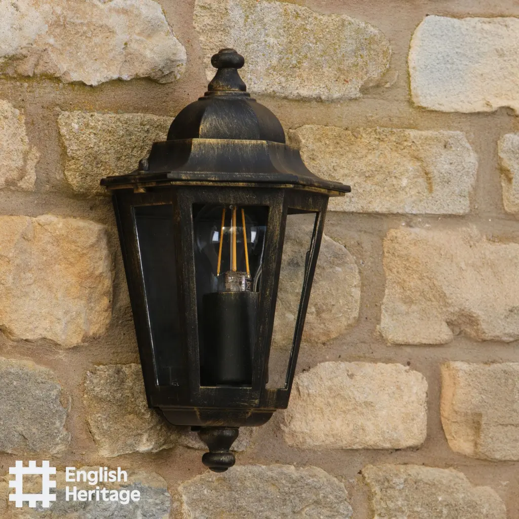 Audley End Flush Brushed Black & Gold Outdoor Wall Light