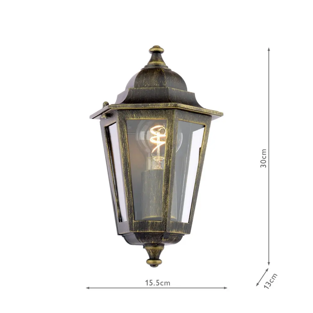 Audley End Flush Brushed Black & Gold Outdoor Wall Light