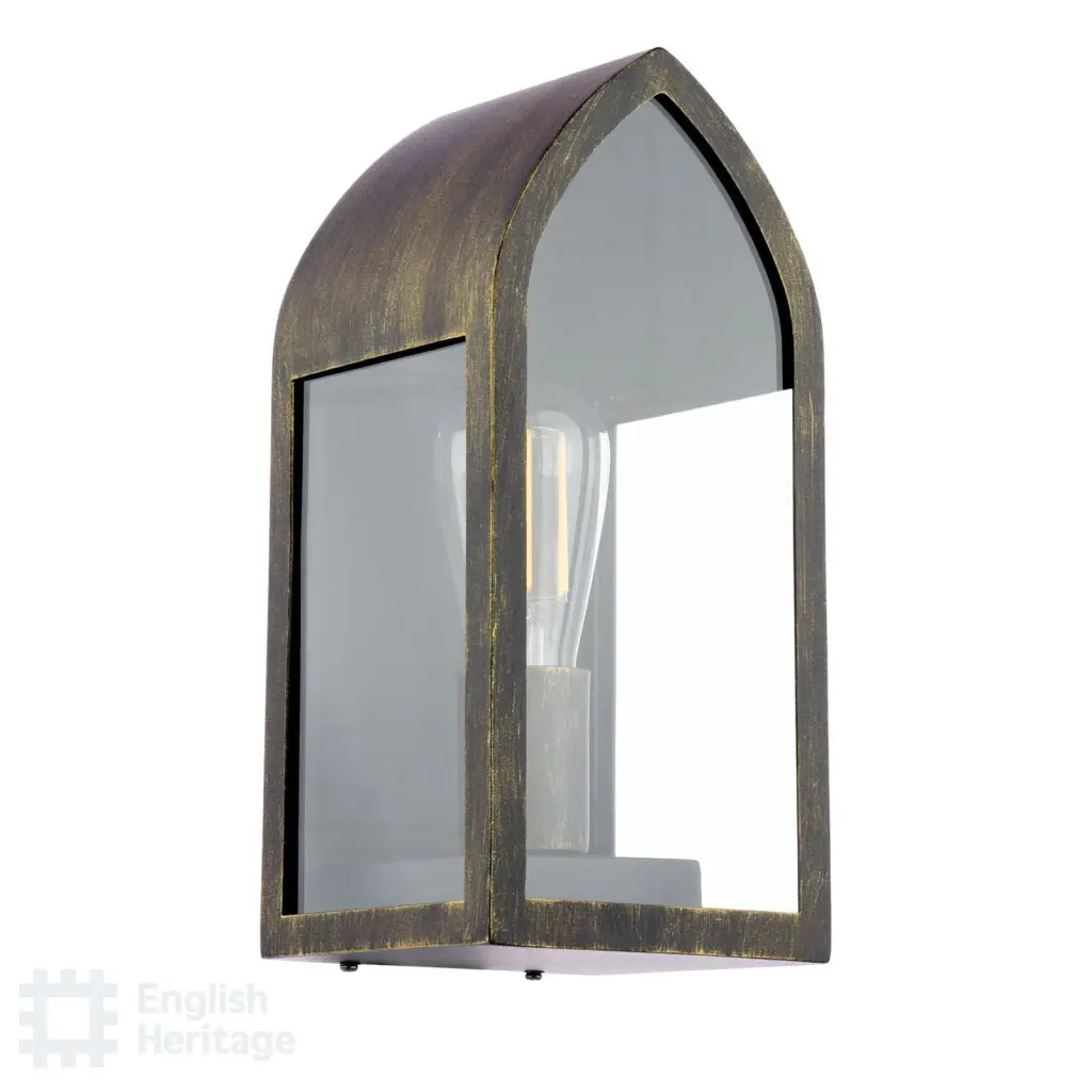 Audley End Curved Outdoor Wall Light in Brushed Black & Gold