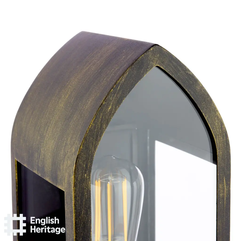 Audley End Curved Outdoor Wall Light in Brushed Black & Gold