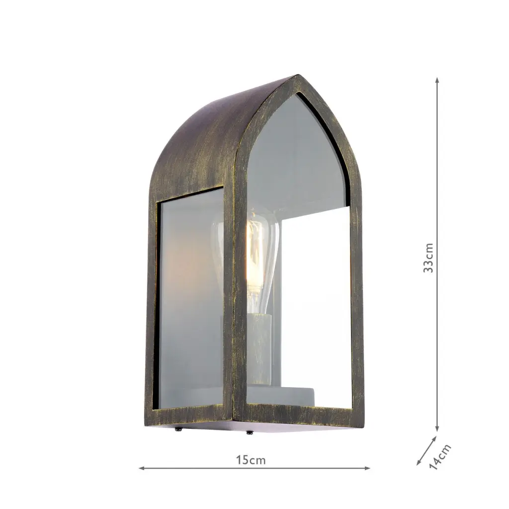 Audley End Curved Outdoor Wall Light in Brushed Black & Gold