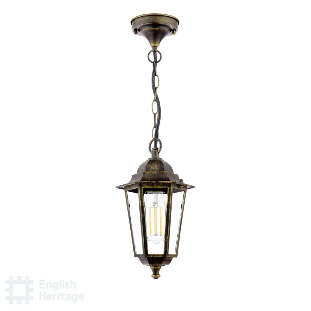 Audley End Outdoor Pendant in Brushed Black & Gold Finish