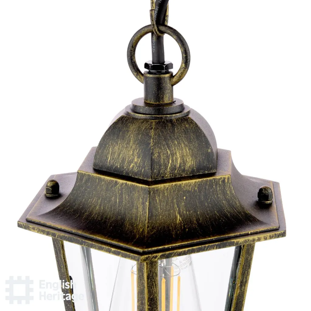 Audley End Outdoor Pendant in Brushed Black & Gold Finish