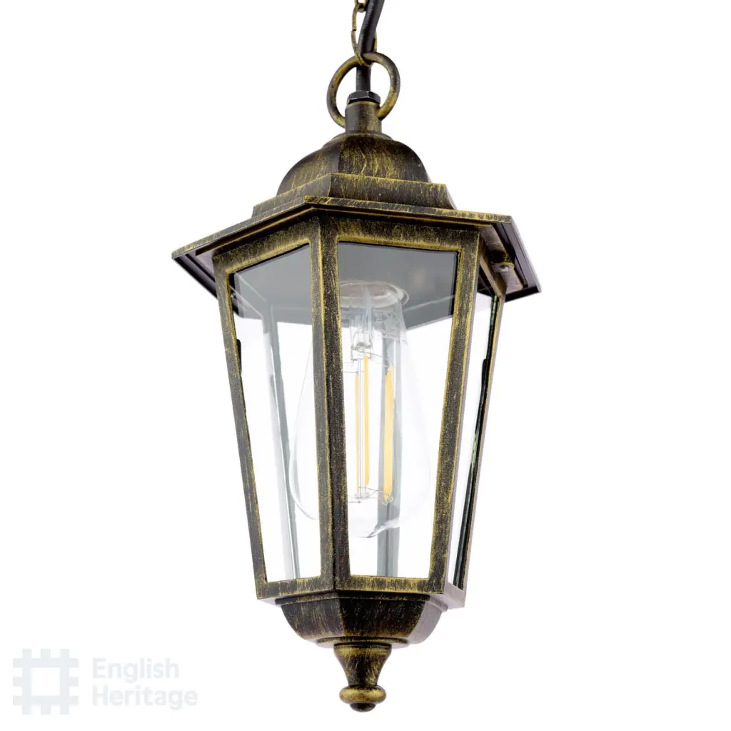 Audley End Outdoor Pendant in Brushed Black & Gold Finish