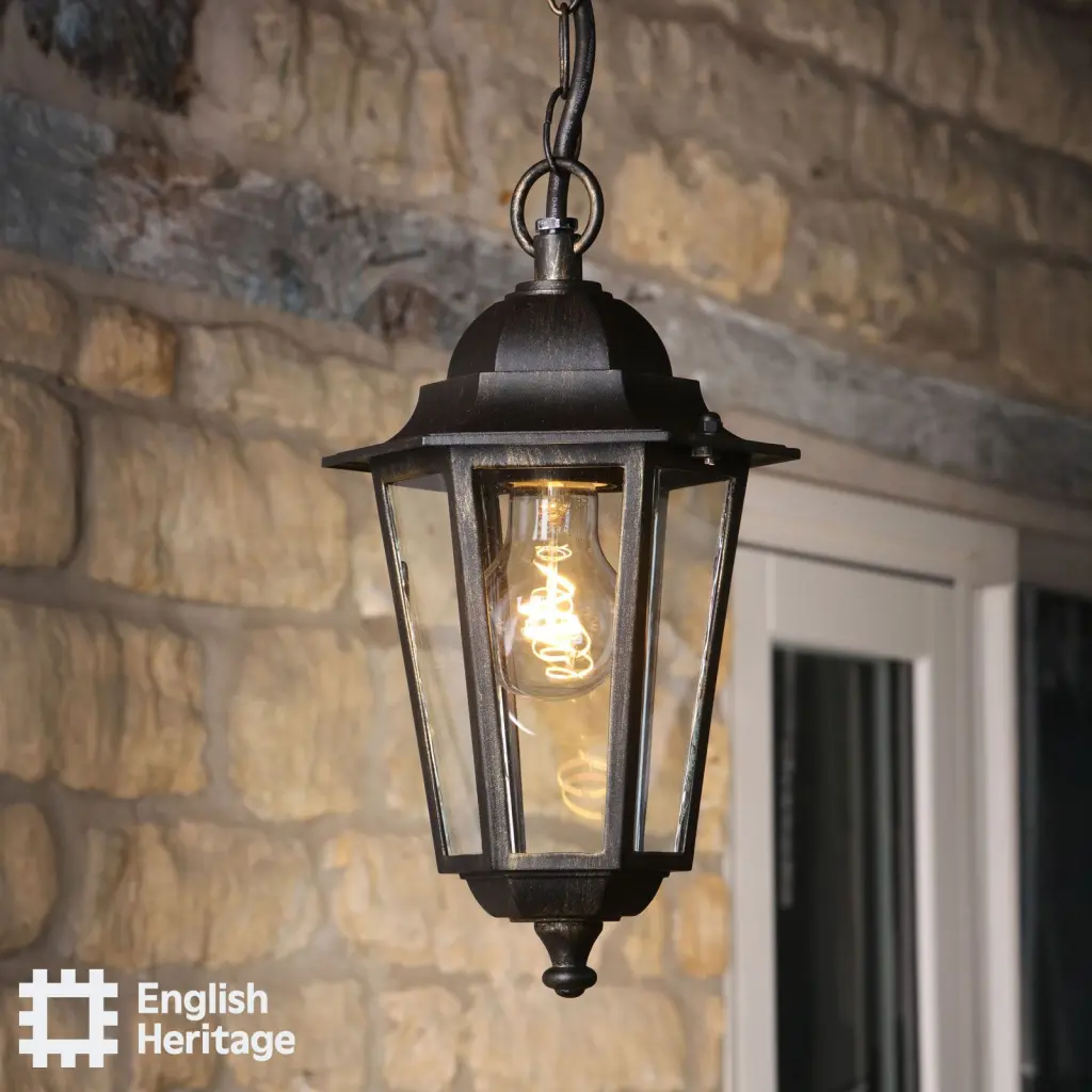 Audley End Outdoor Pendant in Brushed Black & Gold Finish