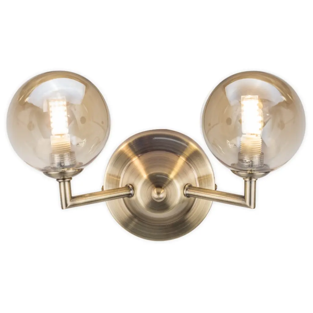 Barbara Double Wall Light in Antique Brass