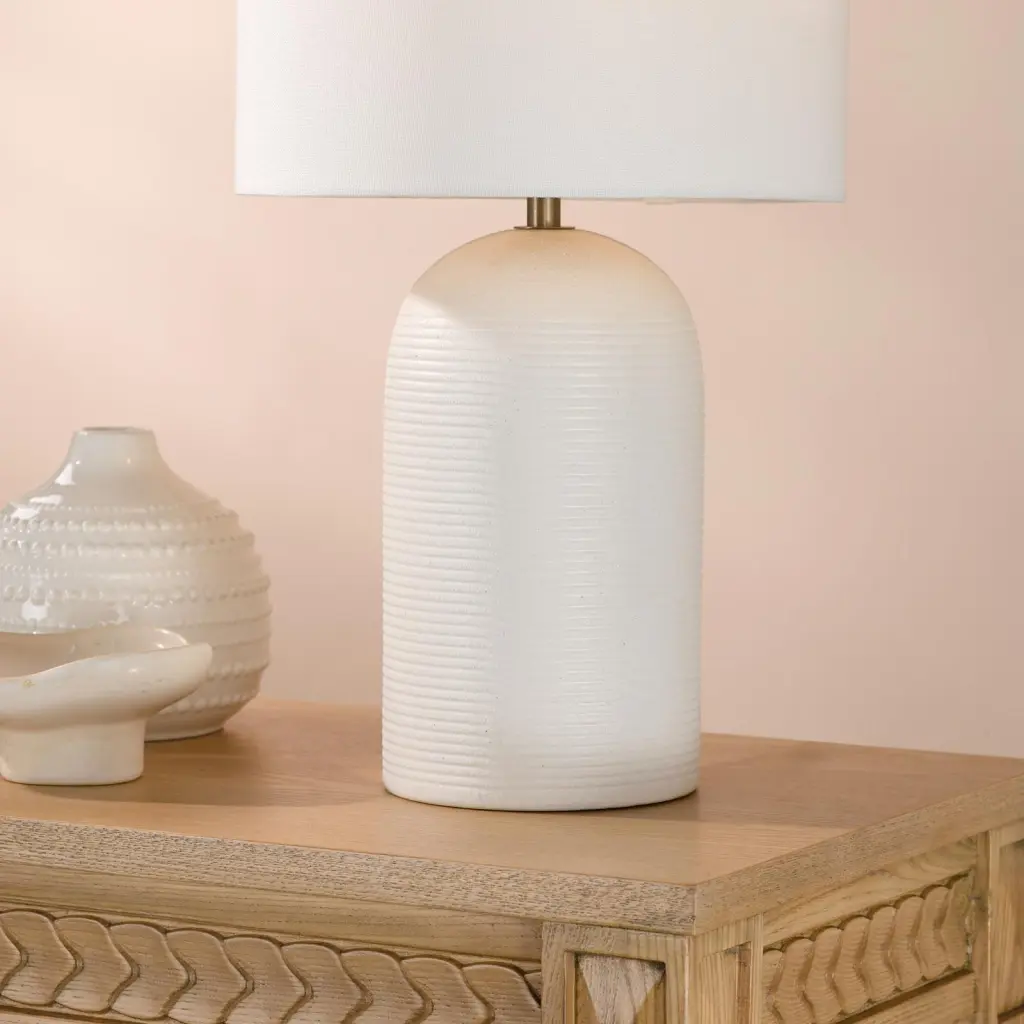 Bayonne White Ceramic Table Lamp C/W Shade