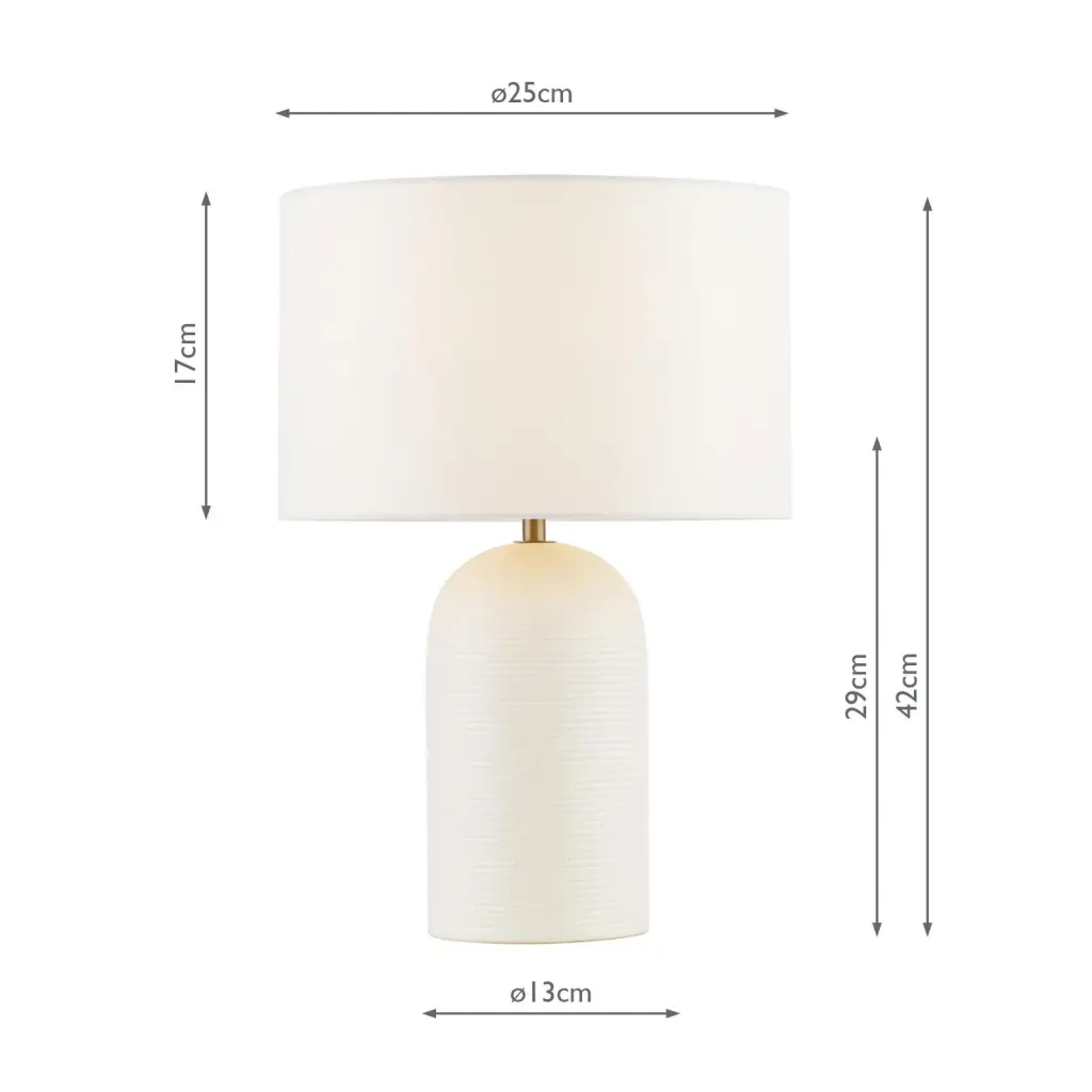 Bayonne White Ceramic Table Lamp C/W Shade