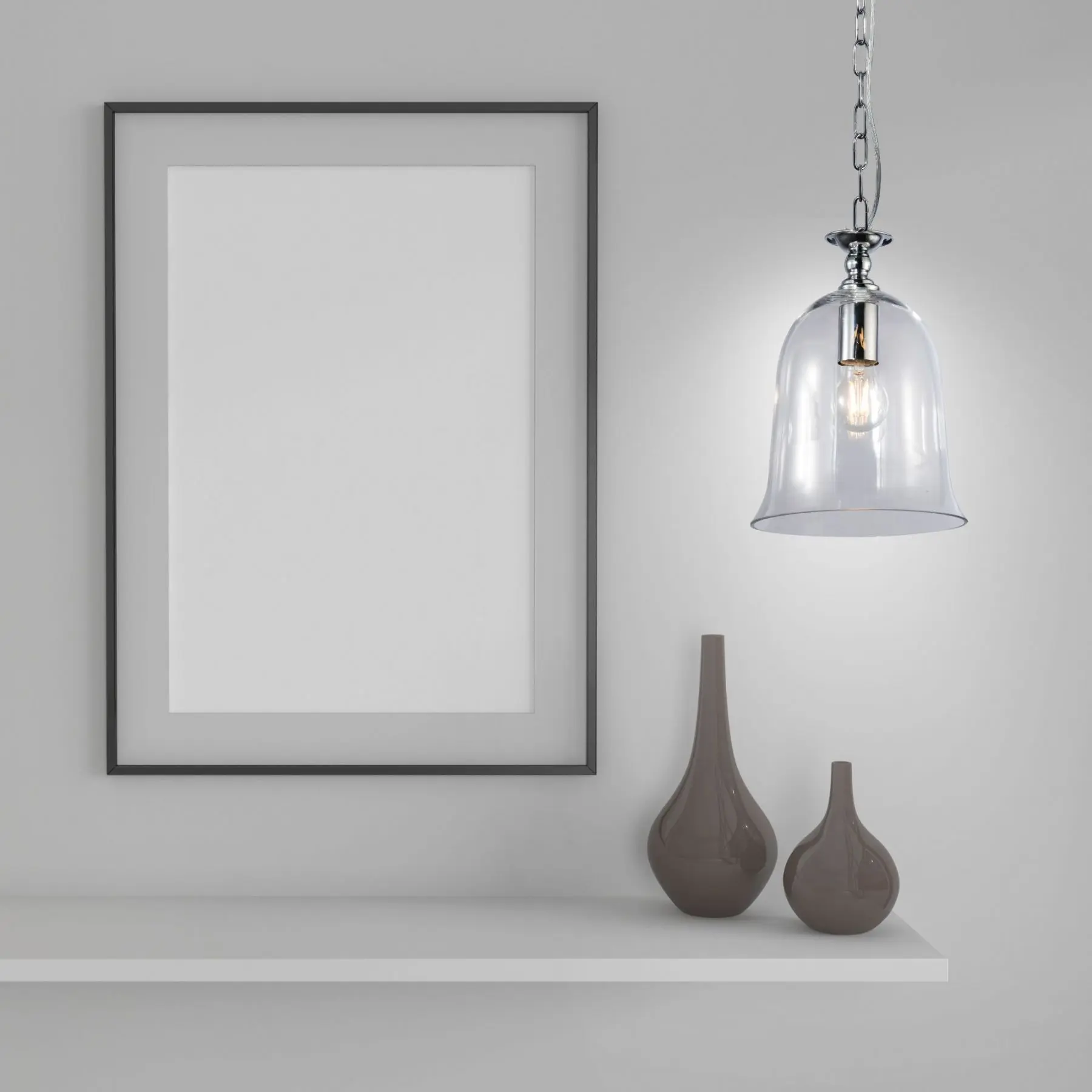 Bell Single Clear Glass Pendant in Polished Chrome