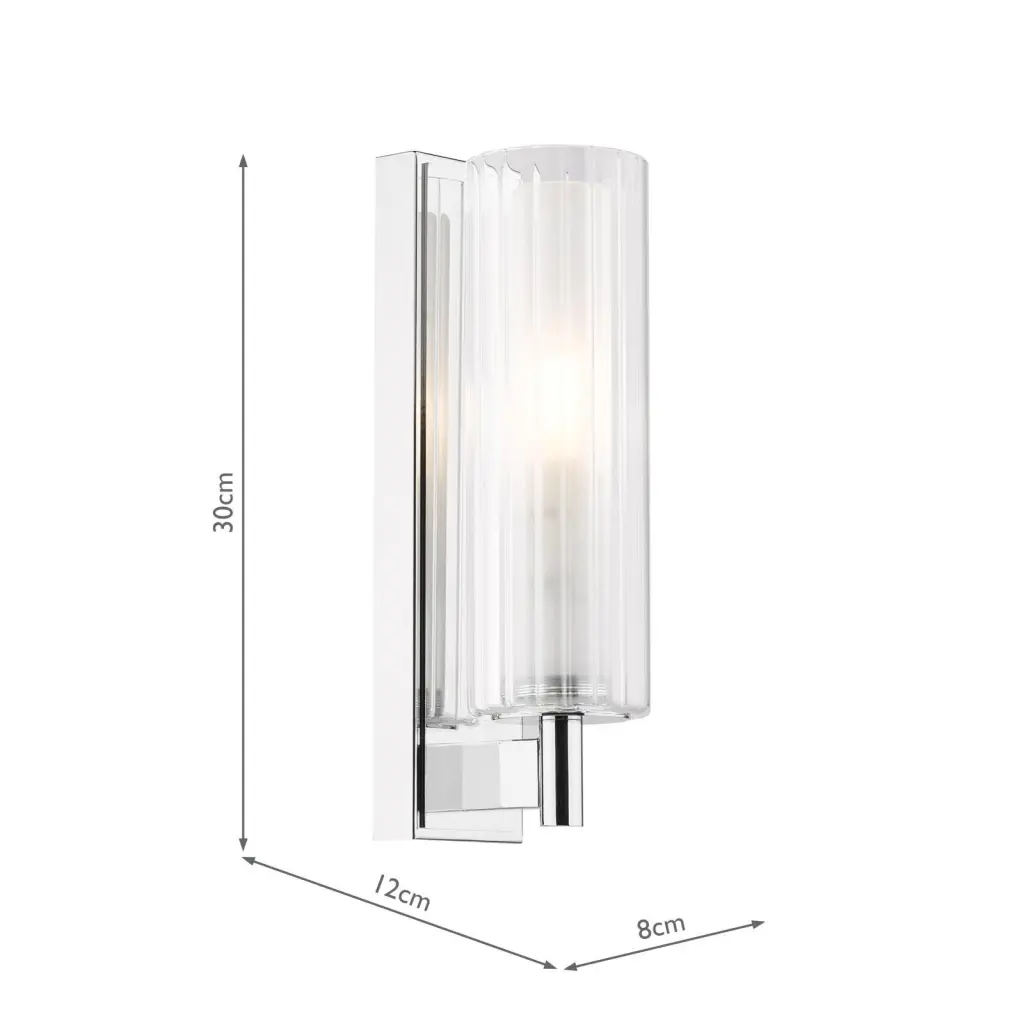 Bevin Polished Chrome Bathroom Wall Light IP44