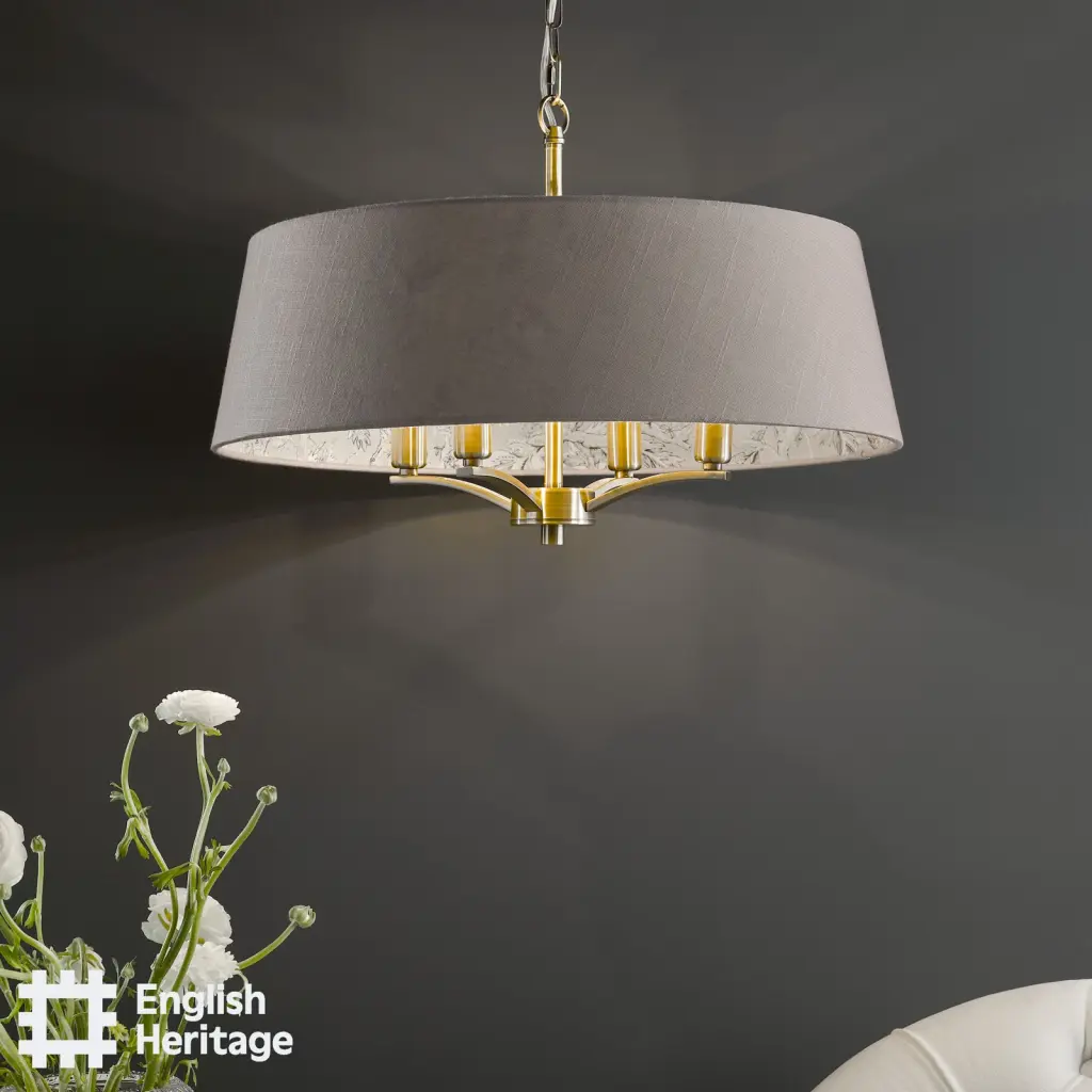 Birch Antique Brass & Taupe Pendant