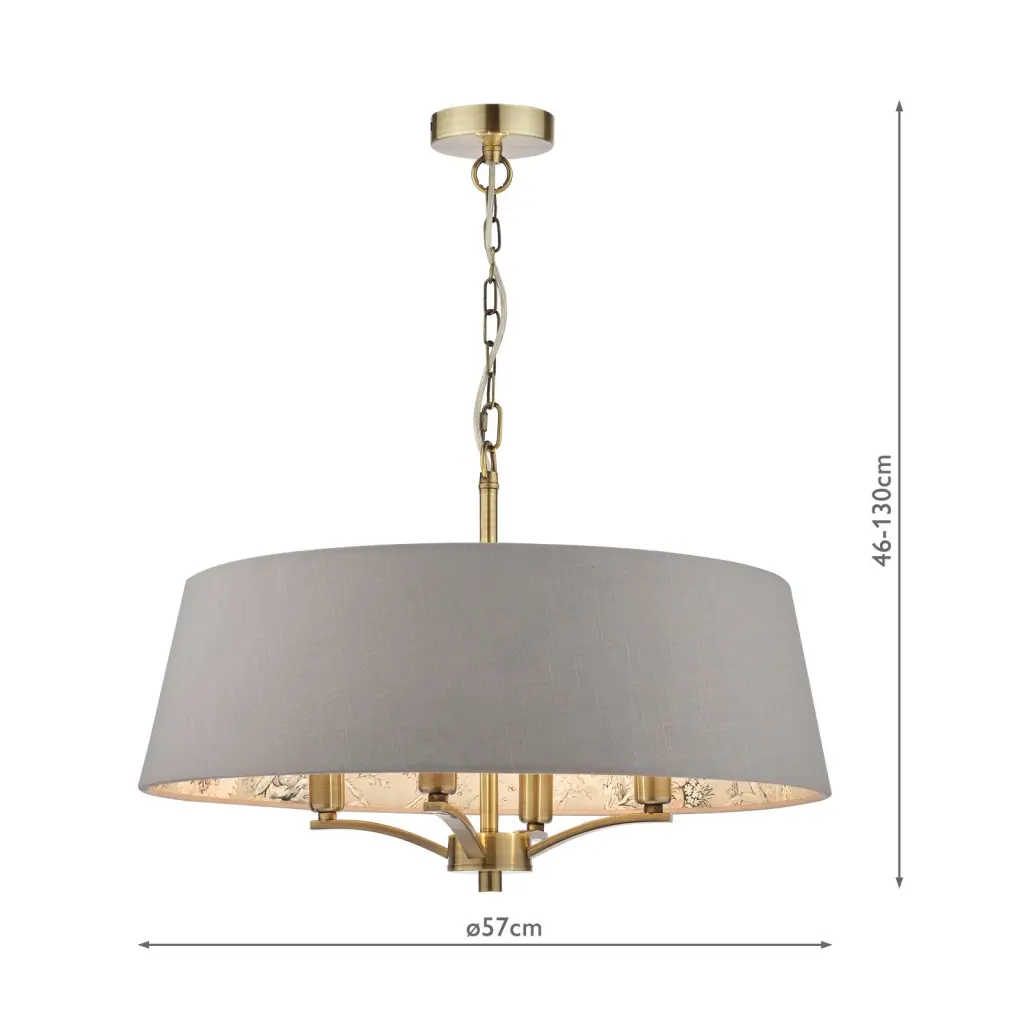 Birch Antique Brass & Taupe Pendant