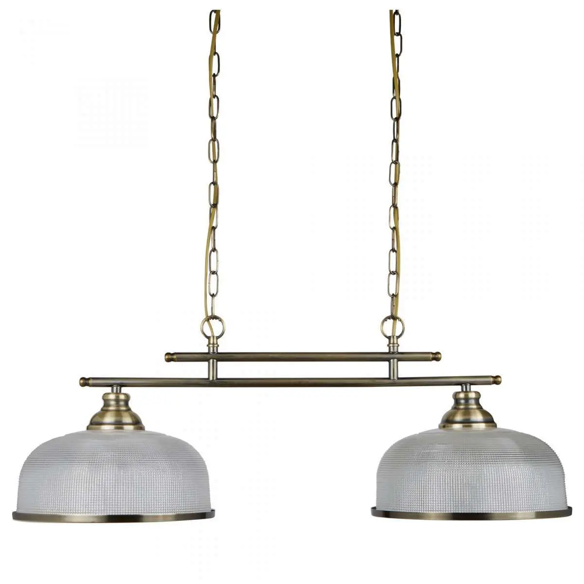 Bistro II 2 Light Ceiling Bar Antique Brass With Halophane Glass