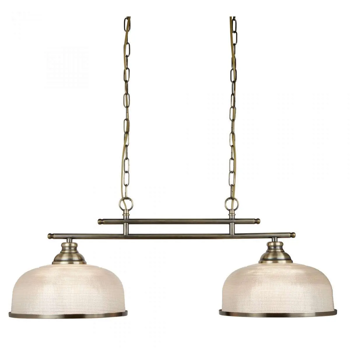 Bistro II 2 Light Ceiling Bar Antique Brass With Halophane Glass