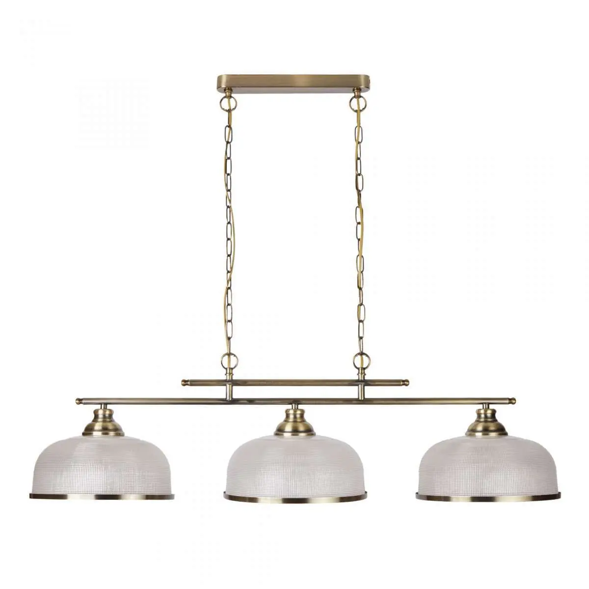 Bistro II 3 Light Ceiling Bar Antique Brass With Halophane Glass