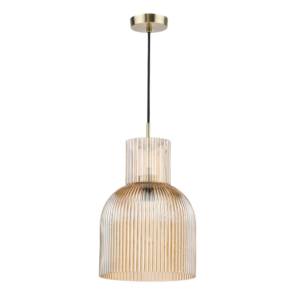 Bixby Brushed Bronze & Ribbed Glass Pendant