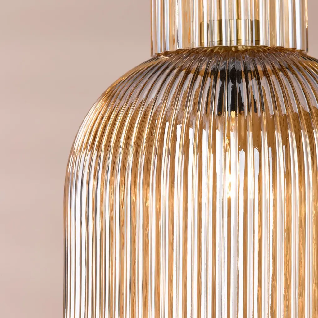 Bixby Brushed Bronze & Ribbed Glass Pendant