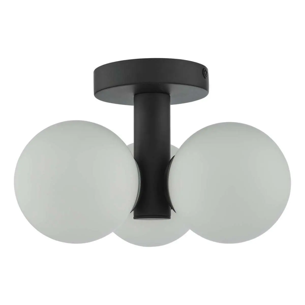 Blake 3 Light Bathroom Black Flush Fitting C/W Opal Glass Shades IP44