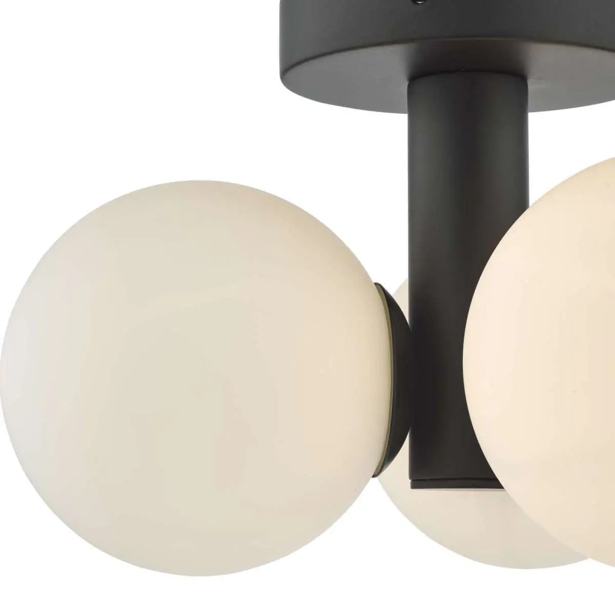 Blake 3 Light Bathroom Black Flush Fitting C/W Opal Glass Shades IP44