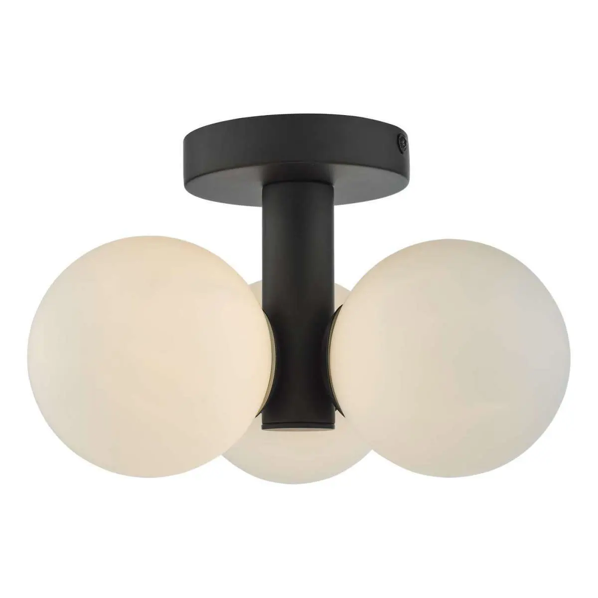 Blake 3 Light Bathroom Black Flush Fitting C/W Opal Glass Shades IP44