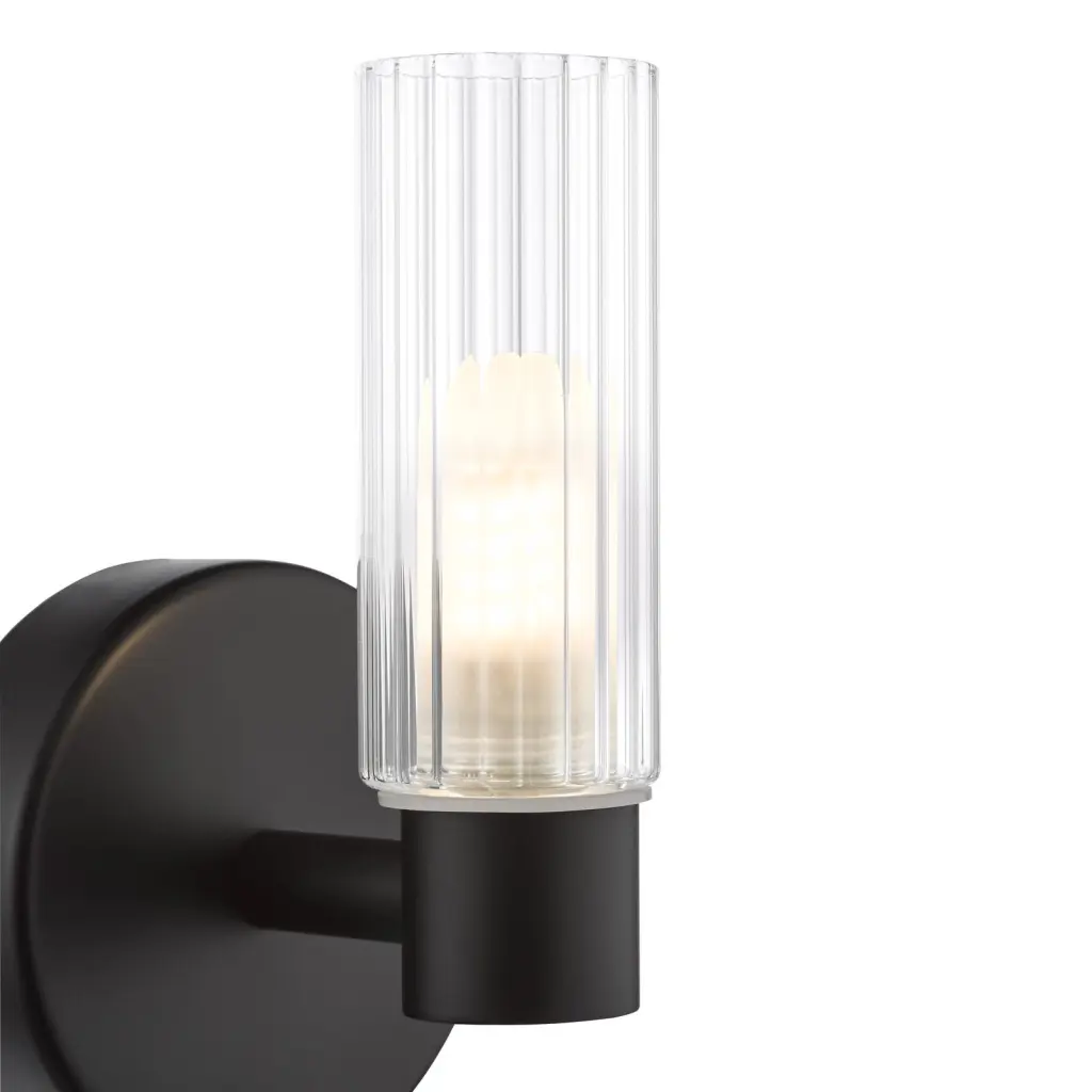 Bolton Single Black Wall Light IP44