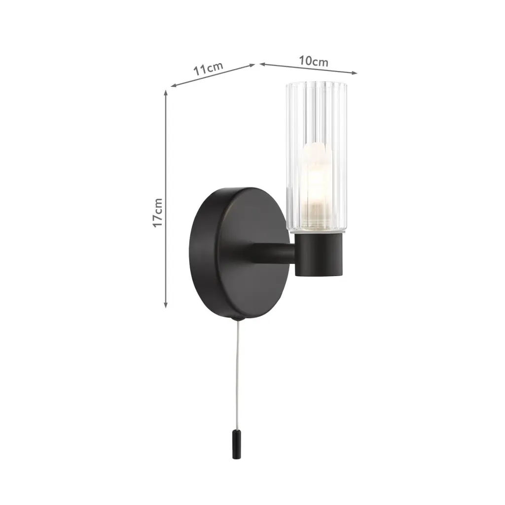 Bolton Single Black Wall Light IP44