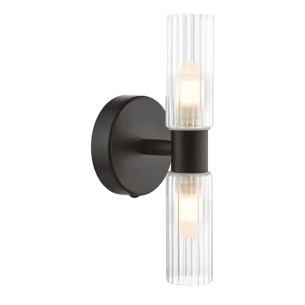 Bolton Double Black Wall Light IP44