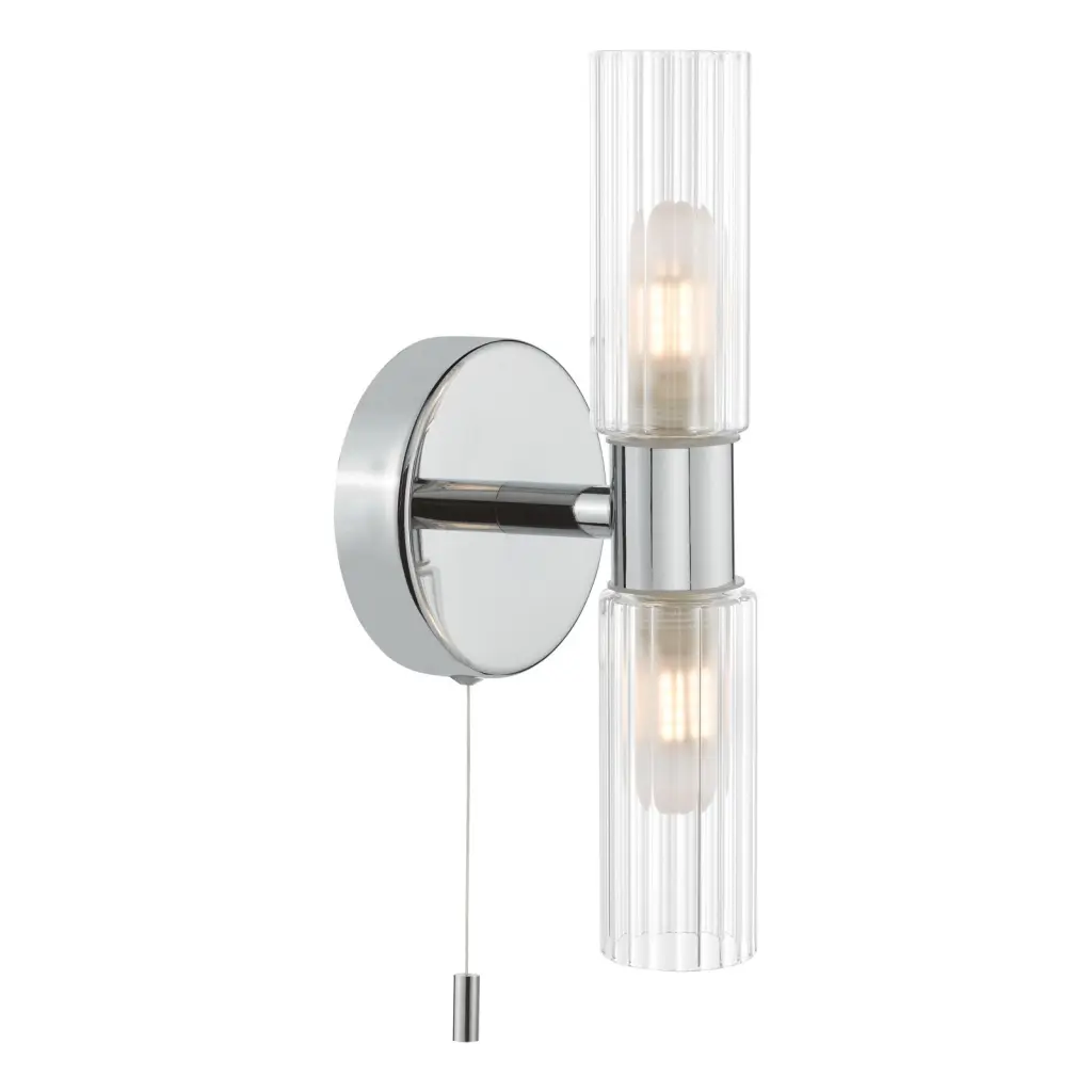 Bolton Double Polished Chrome Wall Light IP44