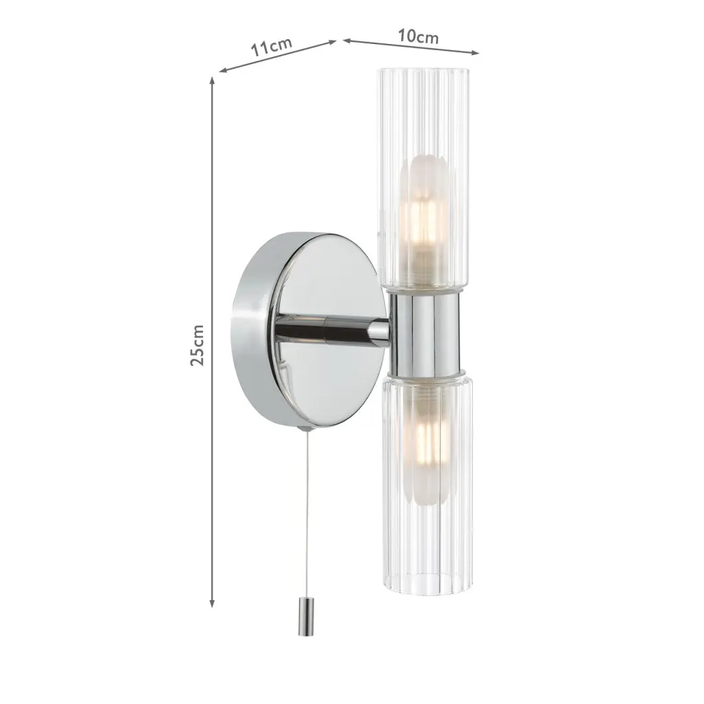 Bolton Double Polished Chrome Wall Light IP44