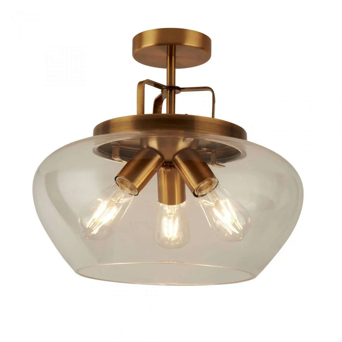 Boule 3 Light Semi Flush Bronze Clear Glass