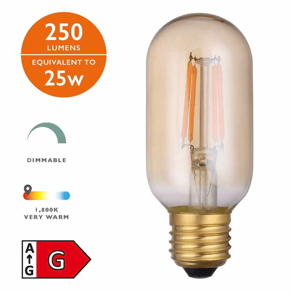 4W E27 Vintage Lamp in Amber Glass 1800K