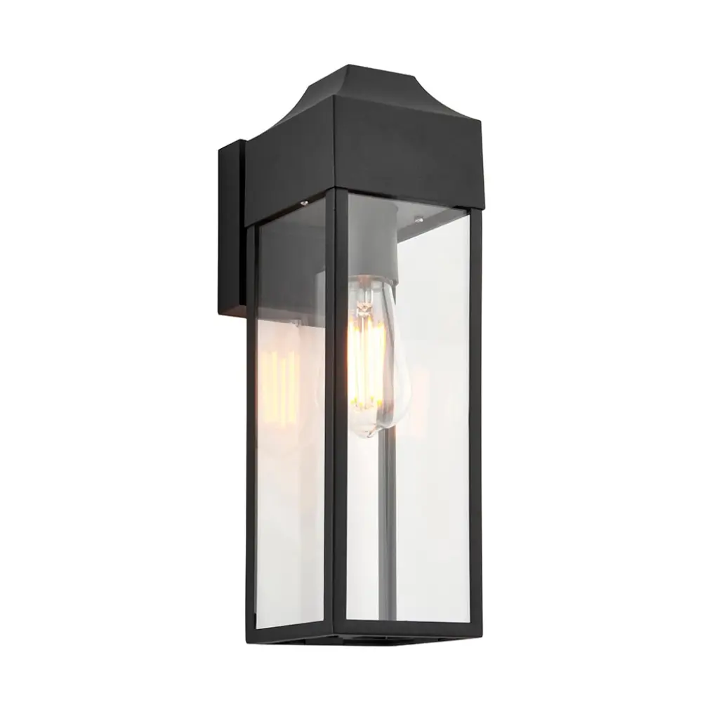 Rogue Matt Black Rectangle Wall Lantern IP44