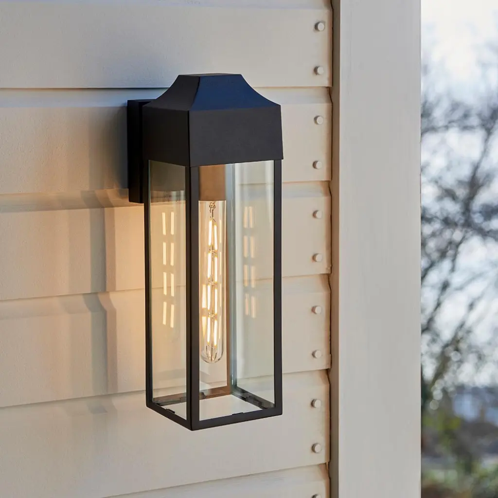 Rogue Matt Black Rectangle Wall Lantern IP44