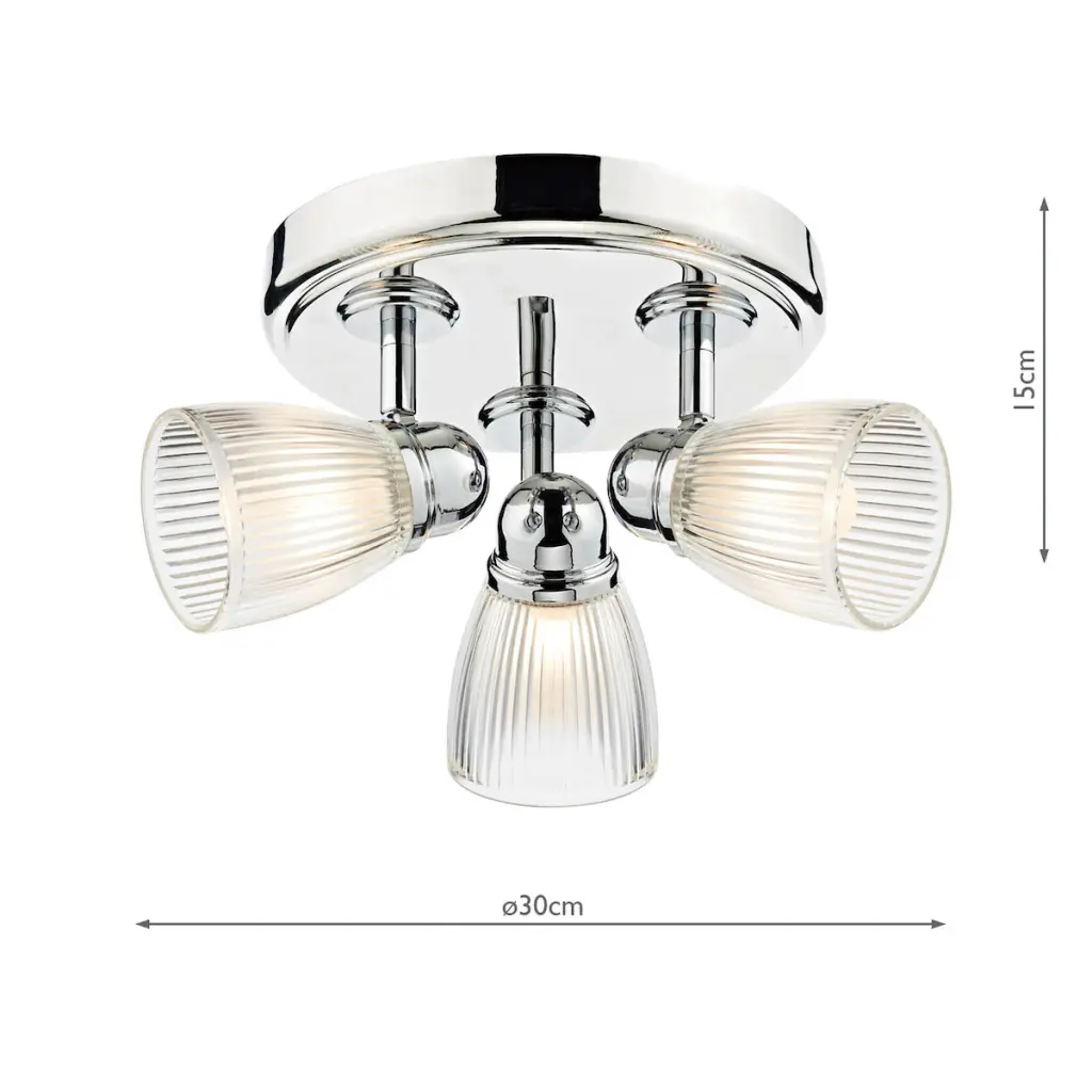 Cedric 3 Light Round Plate Spot Polished Chrome IP44