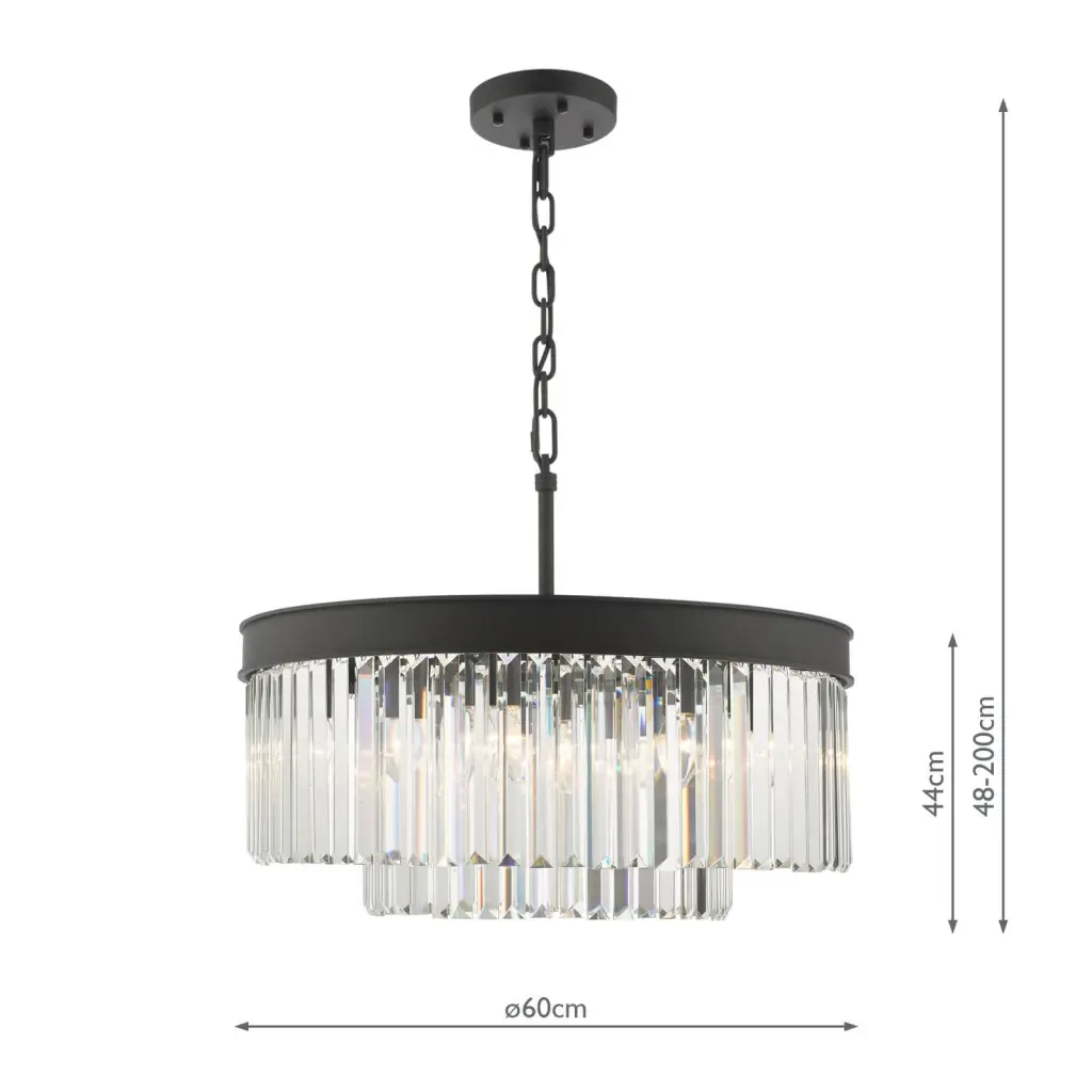 Celeus 6 Light Anthracite & Crystal Chandelier