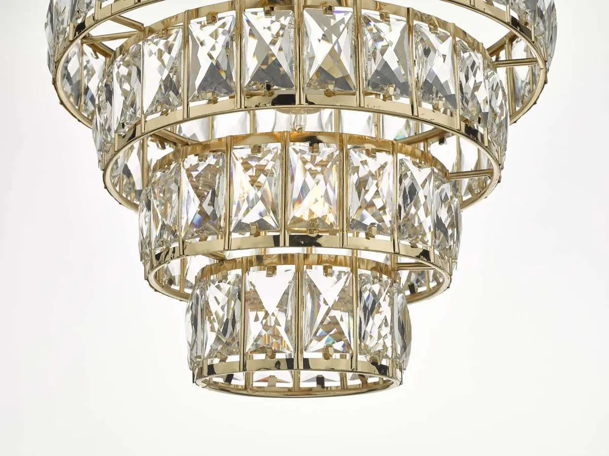 Cerys 1 Light 4 Tier Pendant Crystal & Gold