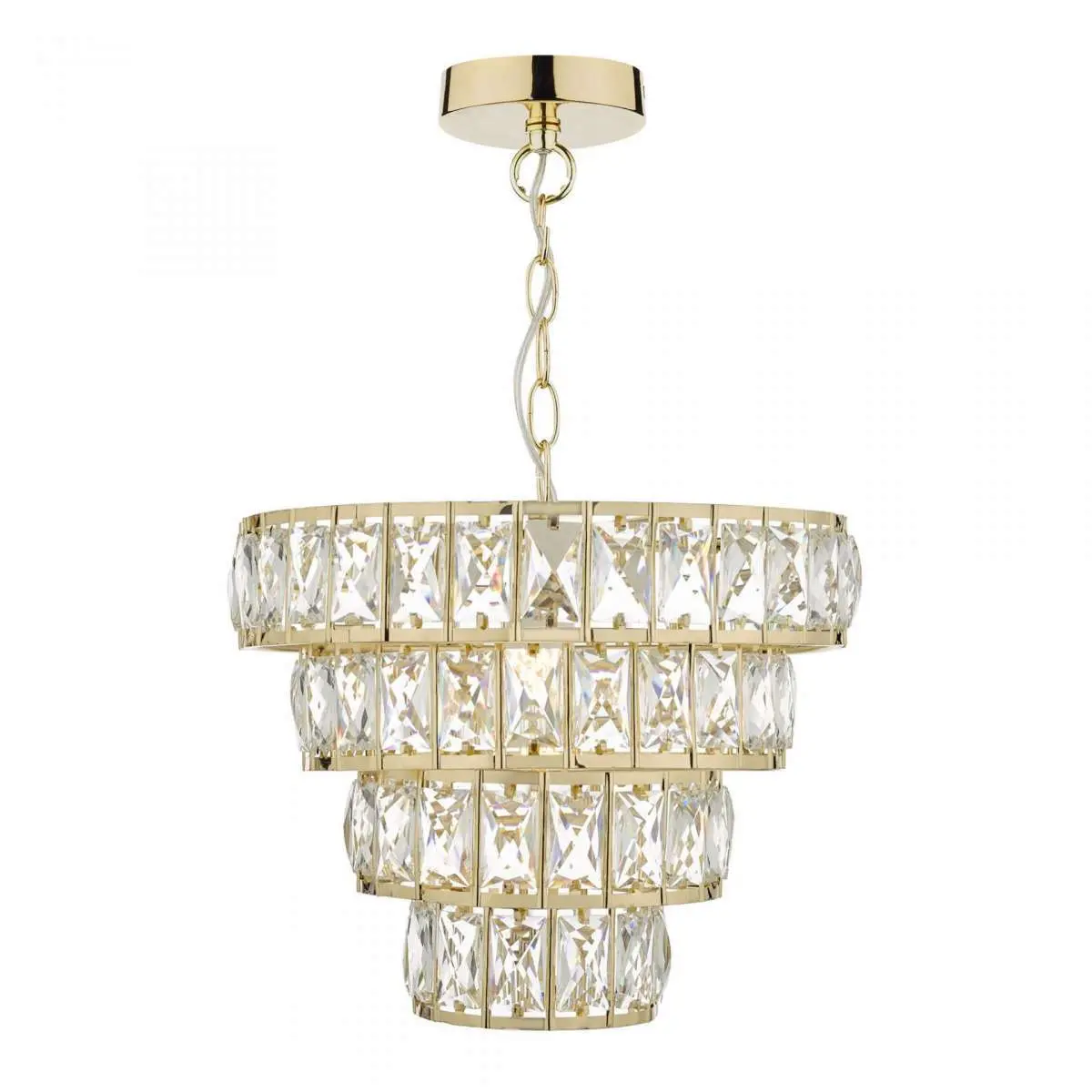 Cerys 1 Light 4 Tier Pendant Crystal & Gold