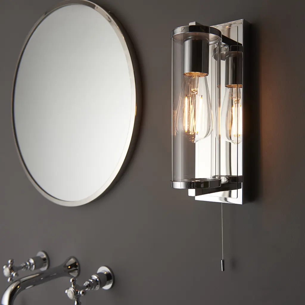 Taylor Chrome Wall Light with Clear Glass