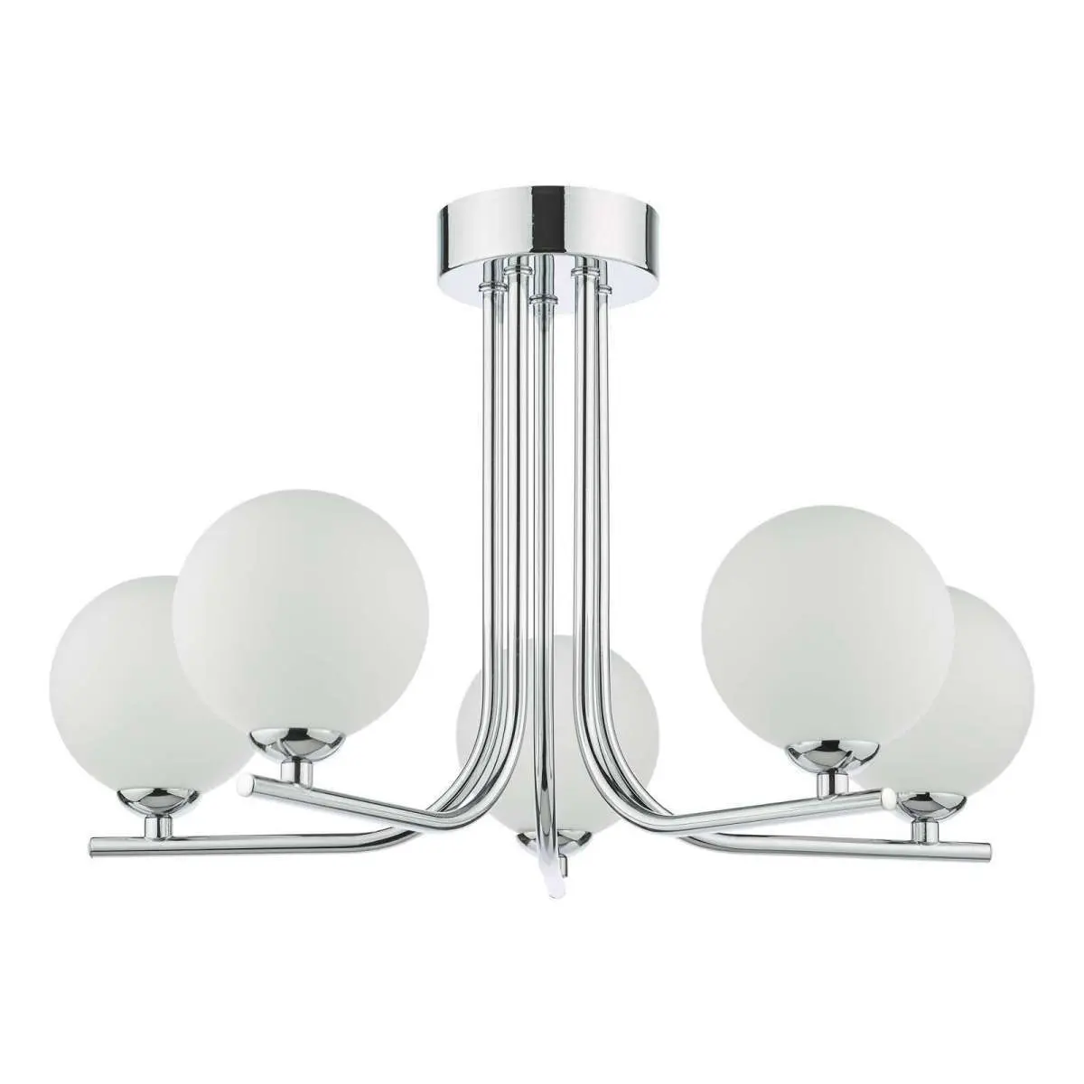 Cradle 5 Light Polished Chrome Semi Flush with Opal Glass